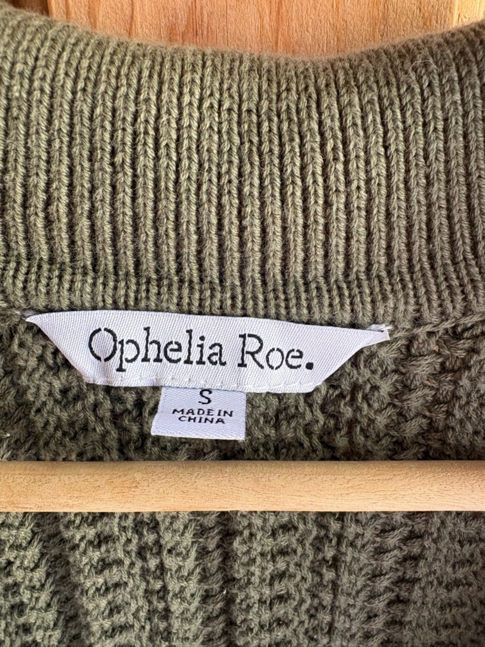 Olive Green Collared Cardigan | Ophelia Roe | Size Small - Picture 4 of 5